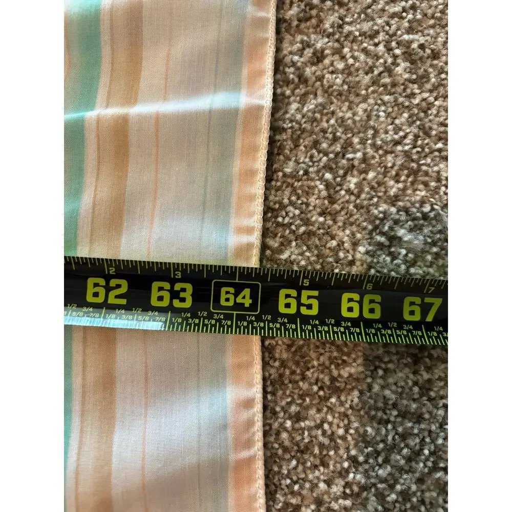 Vintage Twin Striped Southwest Flat Sheet 1970's Yellow Floral Top 64